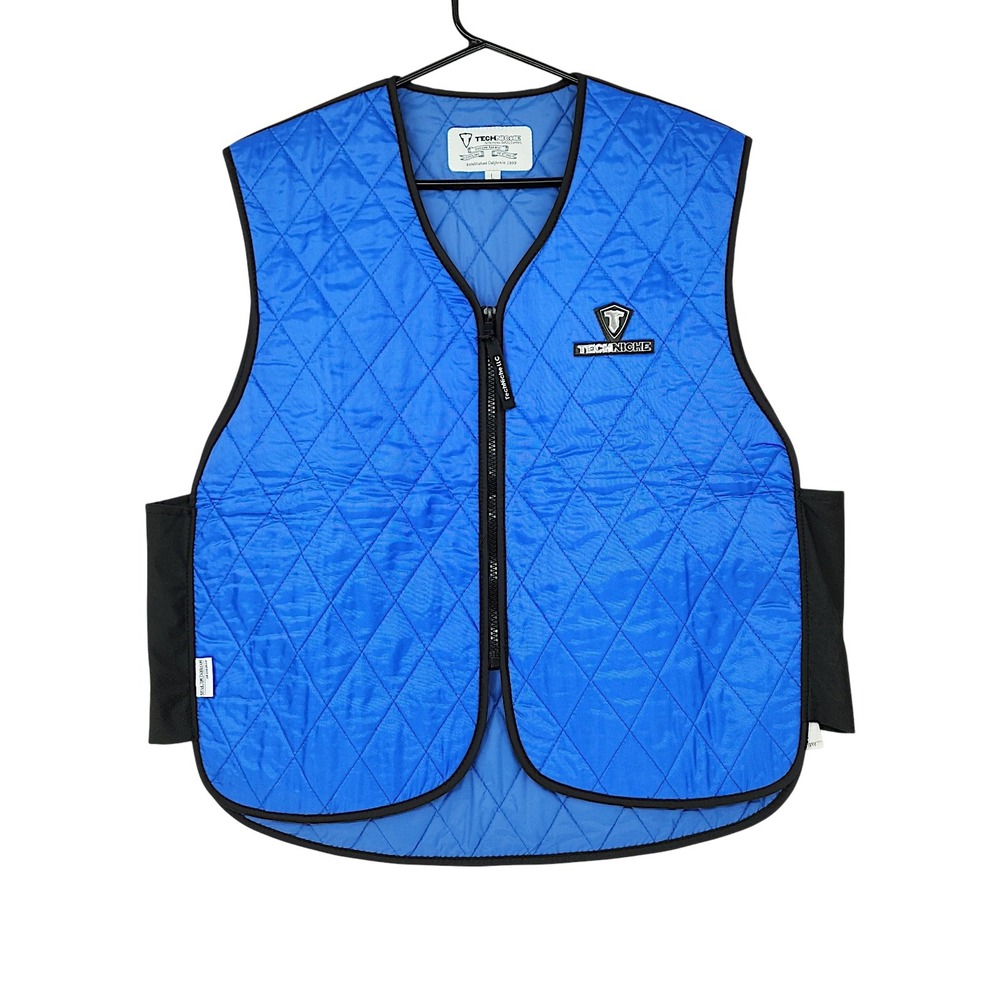 TechNiche Cooling Vest L Mens Blue Quilted Evaporative HyperKewl Sporty 8529